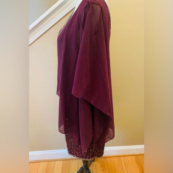 J Kara Dress women burgundy knee sequence NWT size#16 - Picture 7 of 13
